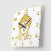 Golden Buddha Statue in ruhiger Lage Quadratische Wanduhr (Winkel)