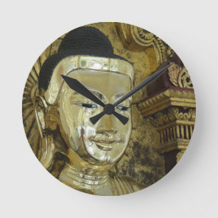 Golden Buddha Statue Inspirational Love Runde Wanduhr