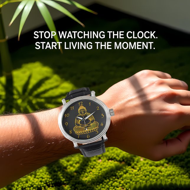 Golden Buddha Statue Meditieren in Friedlicher Pos Armbanduhr (Von Creator hochgeladen)