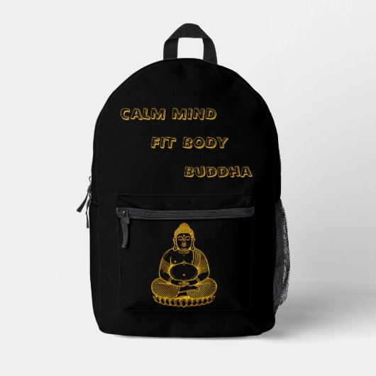 Golden Buddha Statue Meditieren in Friedlicher Pos Bedruckter Rucksack (Vorderseite)