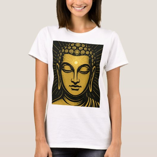 Golden Buddha Third Eye T - Shirt | Spirituelles E (Vorderseite)