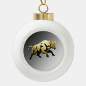 Golden Bull – Strength & Prosperity Emblem Keramik Kugel-Ornament (Vorderseite)