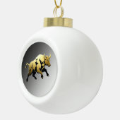 Golden Bull – Strength & Prosperity Emblem Keramik Kugel-Ornament (Rechts)