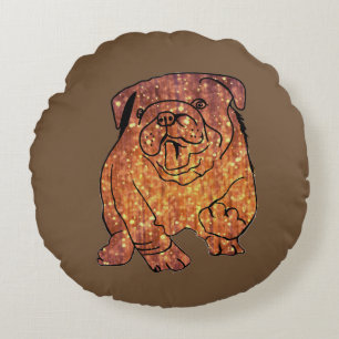 Golden Bulldog Brushed Polyester Roundcushion Rundes Kissen