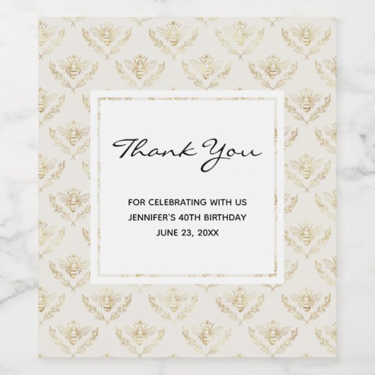 Golden Bumble Bee mit einem Crown Pattern Gastgesc Weinetikett (Einzelnes Label)