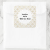 Golden Bumble Bee mit einem Crown Pattern Honey Quadratischer Aufkleber (Tasche)