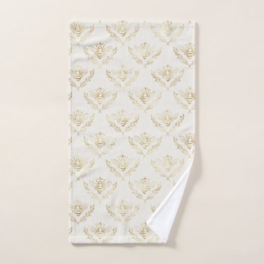 Golden Bumble Bee mit einem Kronmuster Badhandtuch Set (Handtuch)