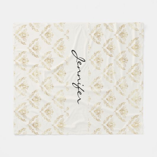 Golden Bumble Bee mit einem Kronmuster Fleecedecke (Vorderseite (Horizontal))