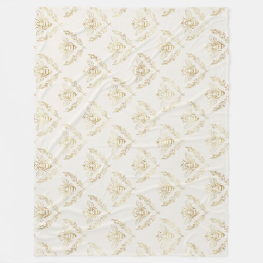 Golden Bumble Bee mit einem Kronmuster Fleecedecke (Vorderseite)