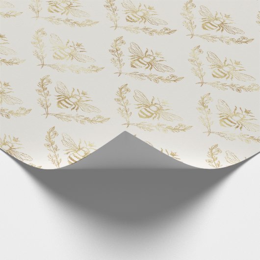Golden Bumble Bee mit einem Kronmuster Geschenkpapier (Ecke)