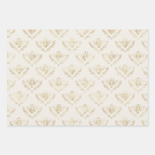 Golden Bumble Bee mit einem Kronmuster Geschenkpapier Set (Vorderseite)