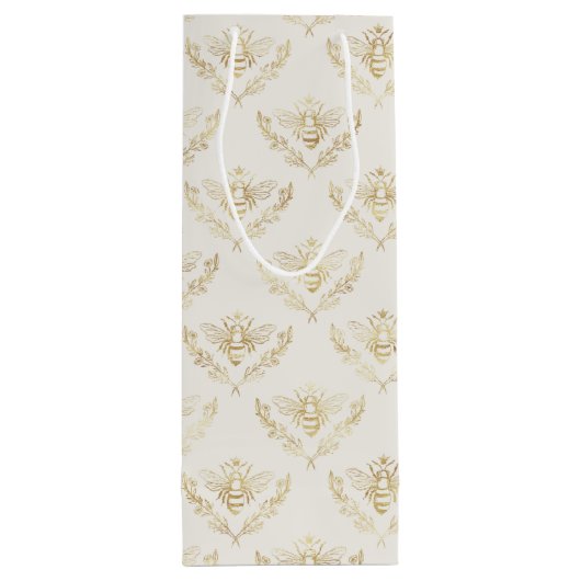 Golden Bumble Bee mit einem Kronmuster Geschenktüte Für Weinflaschen (Rückseite)