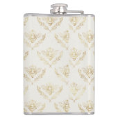 Golden Bumble Bee mit einem Kronmuster Monogramm Flachmann (Rückseite)