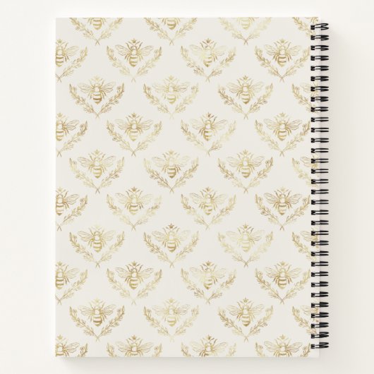 Golden Bumble Bee mit einem Kronmuster Monogramm Notizblock (Rückseite)