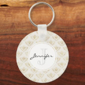 Golden Bumble Bee mit einem Kronmuster Monogramm Schlüsselanhänger (Vorderseite)