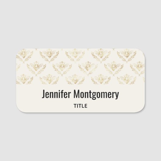 Golden Bumble Bee mit einem Kronmuster Namensschild (Vorderseite)