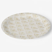 Golden Bumble Bee mit einem Kronmuster Pappteller (Schrägansicht)