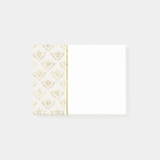 Golden Bumble Bee mit einem Kronmuster Post-it Klebezettel (Vorderseite)