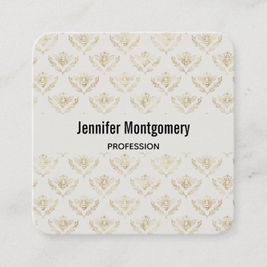 Golden Bumble Bee mit einem Kronmuster Quadratische Visitenkarte (Vorderseite)