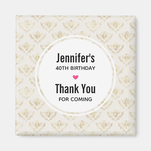 Golden Bumble Bee mit einem Kronmuster Vielen Dank Magnet (Vorne)