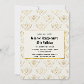 Golden Bumble Bee Pattern Geburtstag Einladung