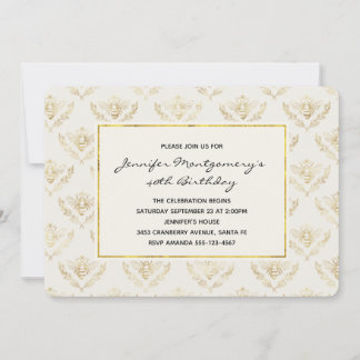 Golden Bumble Bee Pattern Geburtstag Einladung