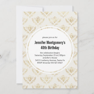 Golden Bumble Bee Pattern Geburtstag Einladung