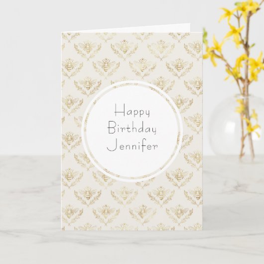Golden Bumble Bee Pattern Geburtstag Karte (Gelbe Blume)