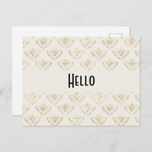 Golden Bumble Bee Pattern Postkarte (Vorne/Hinten)