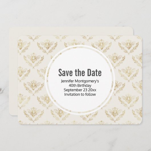Golden Bumble Bee Pattern Save the Date (Vorne/Hinten)