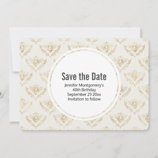 Golden Bumble Bee Pattern Save the Date (Vorderseite)