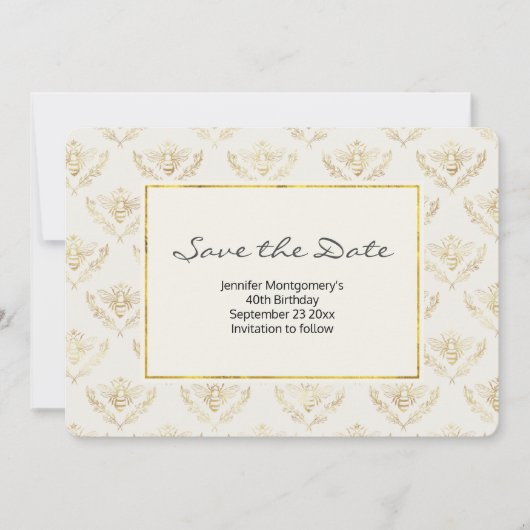 Golden Bumble Bee Pattern Save the Date (Vorderseite)
