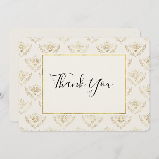 Golden Bumble Bee Pattern Vielen Dank Dankeskarte (Vorne/Hinten)