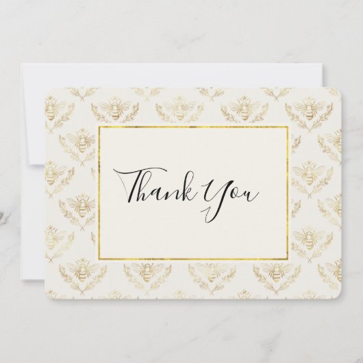 Golden Bumble Bee Pattern Vielen Dank Dankeskarte (Vorderseite)