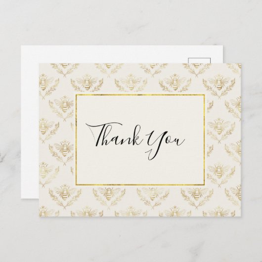 Golden Bumble Bee Pattern Vielen Dank Postkarte (Vorne/Hinten)