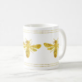 Golden Bumble Bee White Kaffeetasse (VorderseiteRechts)