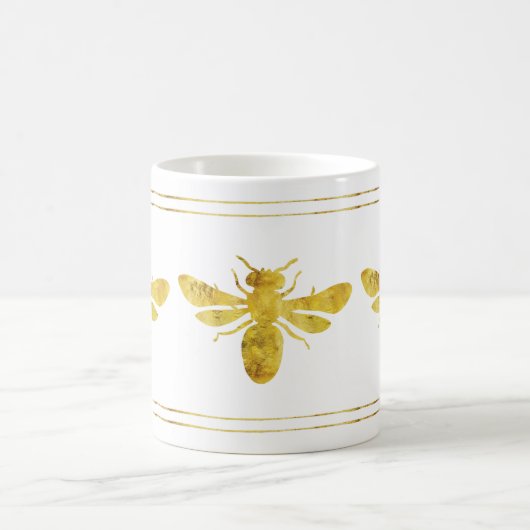 Golden Bumble Bee White Kaffeetasse (Mittel)