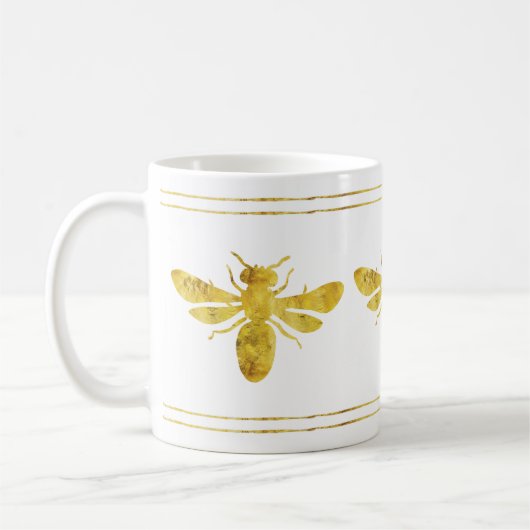 Golden Bumble Bee White Kaffeetasse (Links)