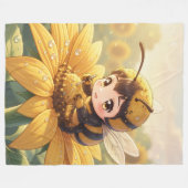 Golden Bumblebee in Bloom Dance.3 Fleecedecke (Vorderseite (Horizontal))