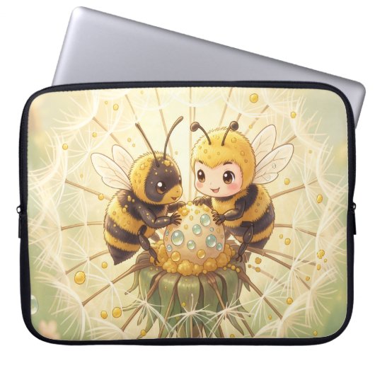 Golden Bumblebee in Bloom Dance.5 Laptopschutzhülle (Vorderseite)