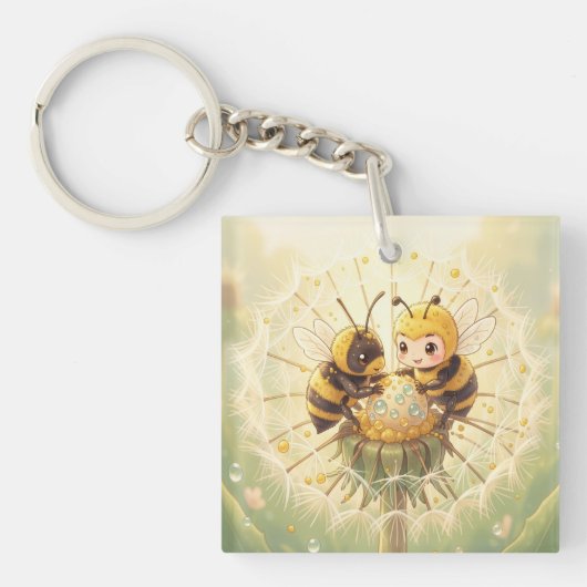 Golden Bumblebee in Bloom Dance.5 Schlüsselanhänger (Vorderseite)