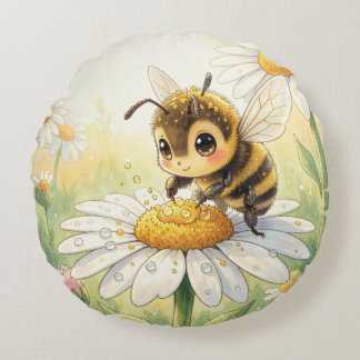 Golden Bumblebee in Bloom Dance Rundes Kissen