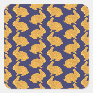 Golden Bunnies Quadratischer Aufkleber