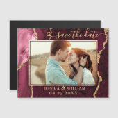 Golden Burgundy Agate Save the Date Magnetkarte (Vorne/Hinten)