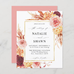 Golden Burgundy Blush Pink Floral Wedding P