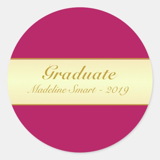 Golden & Burgundy Graduate Sticker (Vorderseite)