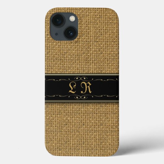 Golden Burlap iPhone 6 Custom Monogram Case (Rückseite)