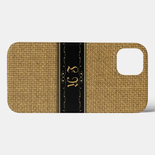 Golden Burlap iPhone 6 Custom Monogram Case (Rückseite (Horizontal))