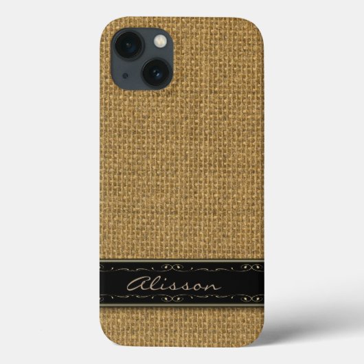 Golden Burlap iPhone 6 Custom Monogram Case (Rückseite)