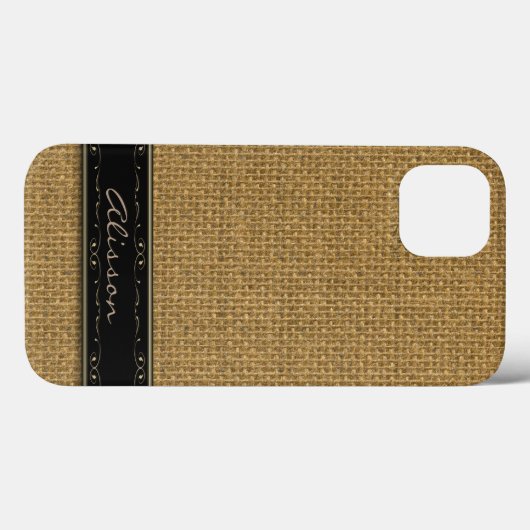 Golden Burlap iPhone 6 Custom Monogram Case (Rückseite (Horizontal))